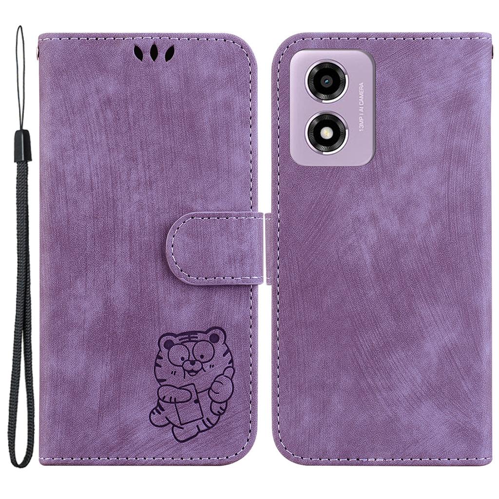 Stand Case for Motorola Moto G04s 4G/E14 4G Cute Tiger Imprint Leather Wallet Phone Cover