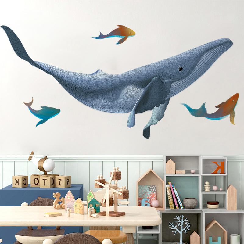 Tiefsee Wal Wandaufkleber, Abnehmbare Selbstklebende Decals für Jungenzimmer Kinder Spielzimmer Ozean Thema Dekor