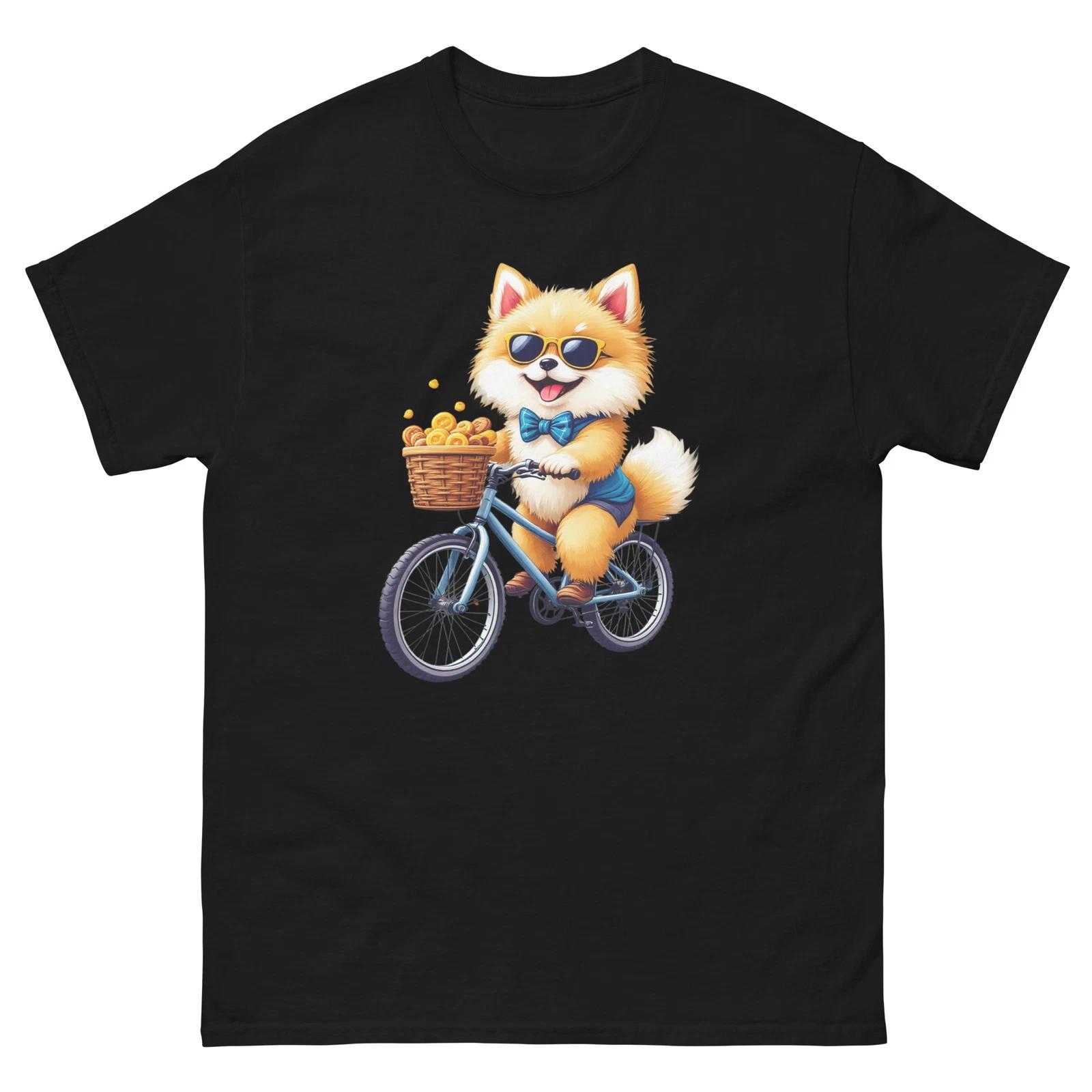 Biking Pomerainian Dog Bike Cycling T-Shirt 3XL