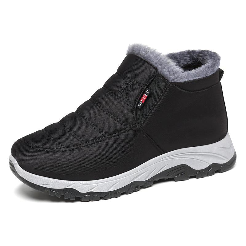 Men's Winter Cotton Snow Boots: Velvet-Lined, Thickened, Short Style for Couples & Elderly, Available in Plus Sizes