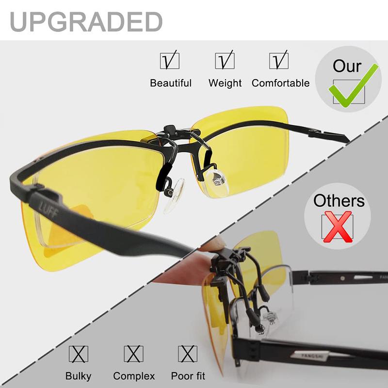 Car Night Safety Driving Glasses Clip Anti-glare Driver Goggles Driving Night Vision Lens Clip On Sunglasses Interior Accessorie
