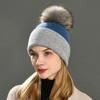 Autumn and Winter New Double-color Classic Rabbit Down Striped Comfortable Warm Wool Hat Soft Waxy Knitted Hat