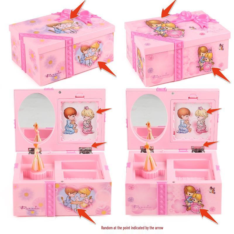 

Креативная вращающаяся балетная музыкальная шкатулка с зеркалом для макияжа и местом для хранения украшений - идеальный подарок на день рождения