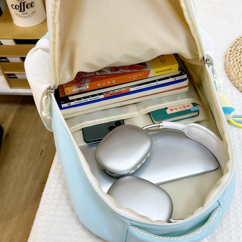 New trendy large-capacity schoolbag female junior high school college student campus contrasting color small fresh backpack travel backpack