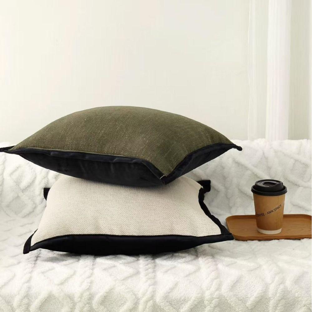Retro Cushion Cover Black Border Waist Pillow Cover French Medieval Style Pillowcase  Hotel