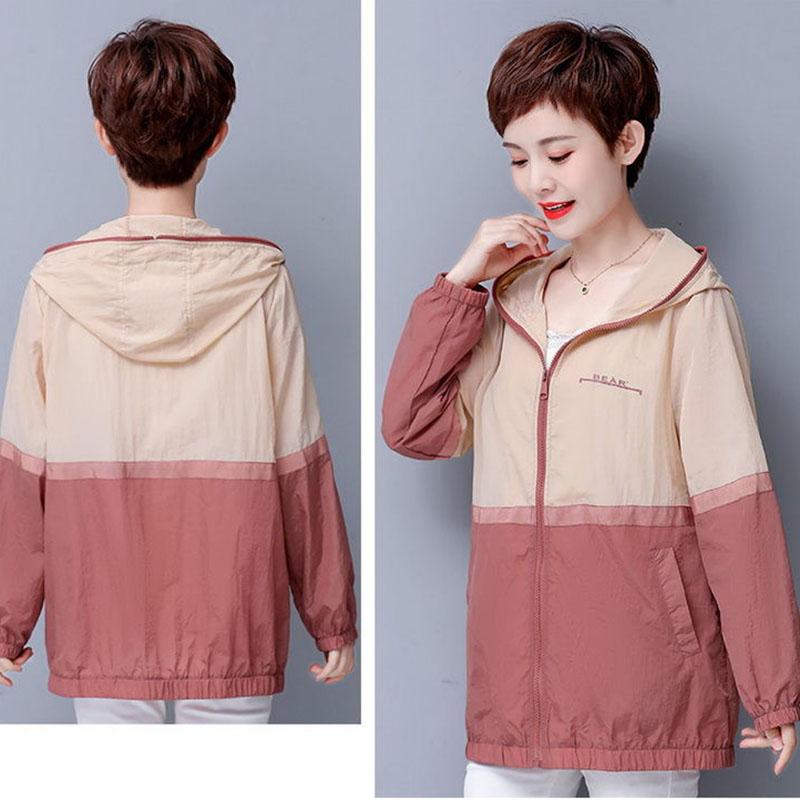 Sonnenschutzkleidung Damen Neue Kapuzenjacke Lockere Lässige Sonnenschutzkleidung UV-Schutz Dünnmantel Reißverschluss Strickjacke Mantel