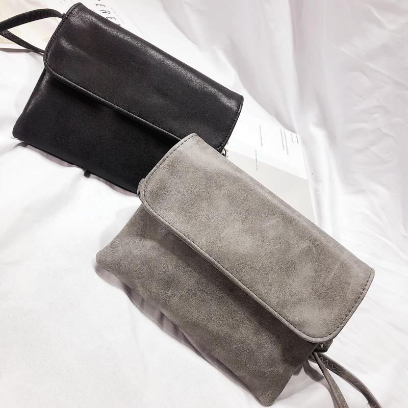 IELGY Ladies Diagonal Bag Frosted Leather Solid Color Mobile Phone Bag