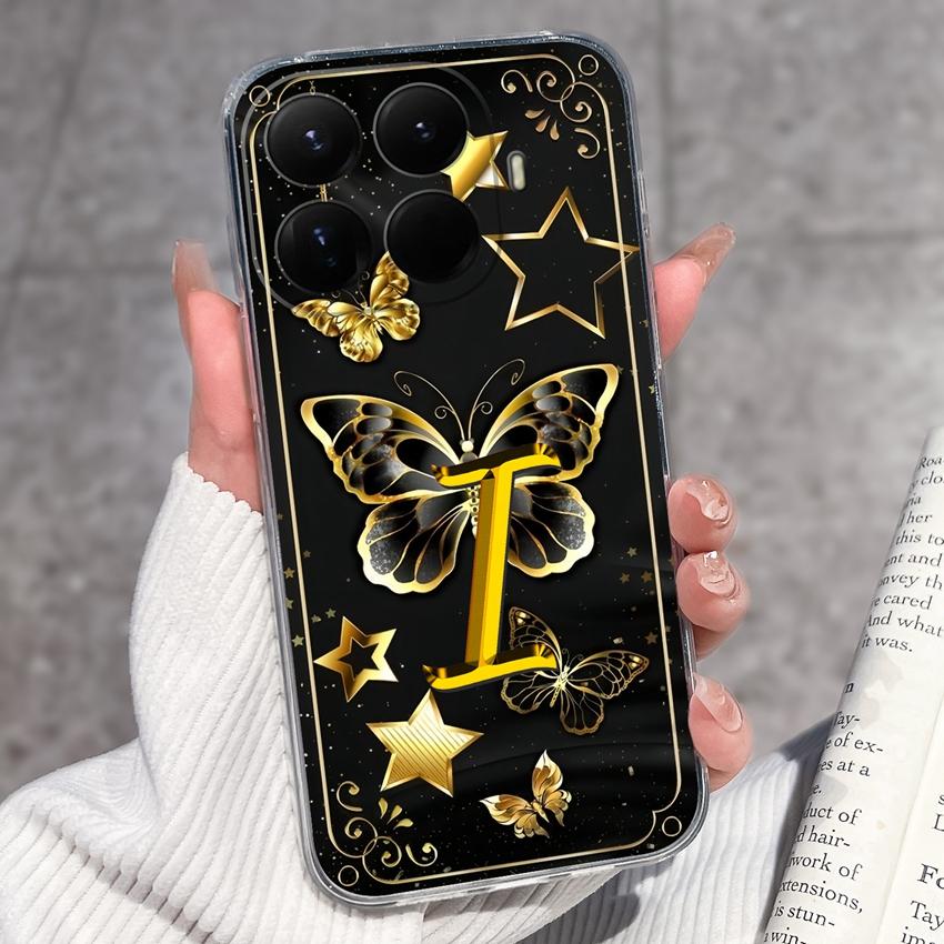 Für Xiaomi 15T 14T 12T 15 14 13 12 Pro 12X 12S 5G Wunderschöne Schmetterlingsbuchstaben Handyhüllen Transparentes Silikon Rutschfeste Rückseitenabdeckungen Für Xiaomi Hülle