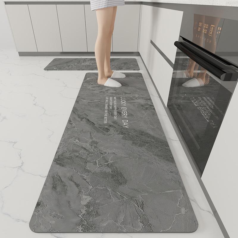 Kitchen Floor Mat Marble Art Pattern Waterproof Oil-proof Scrubbable Pvc Carpet Dirt-resistant Floor Mats Alfombra 