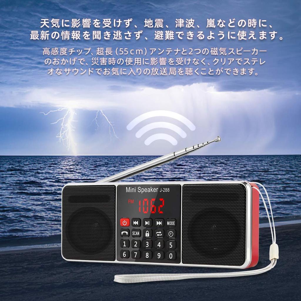 Gemean Portable Radio with Wide Bluetooth Speaker compatible with wireless Bluetooth Stereo AUX and a long antenna with a sleep Ideal for outdoor