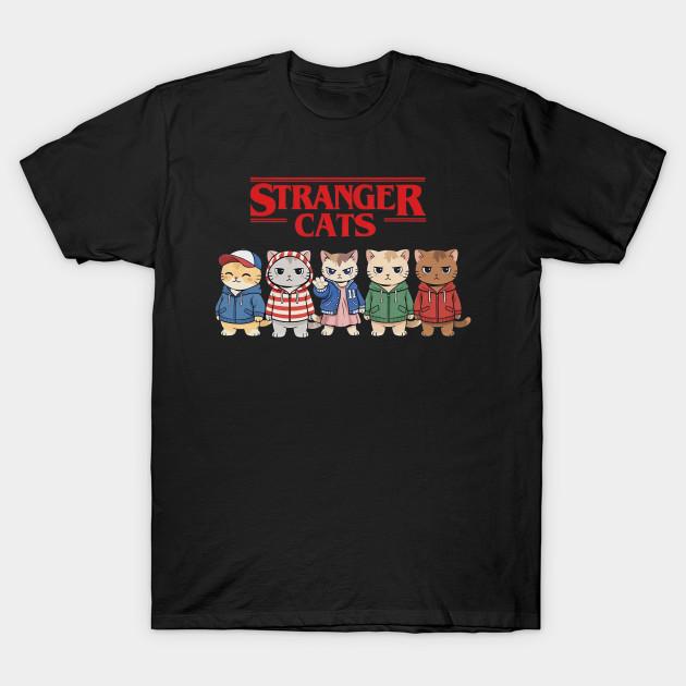 

Men Black Print T-shirt Stranger Cats - Stranger Things No-Cut Transfer Paper Print Cotton Tshirt 2XL чёрный