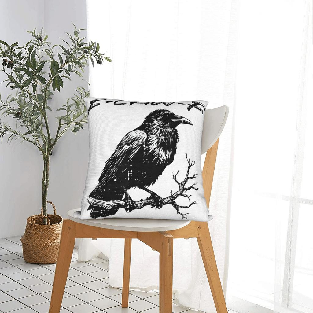 Pillow Cover Crow Meme Raven Funny F-Caw-F Design Cushion Cover Novelty Pillow Case For Sofa Bedroom Home Decor Pillowcases