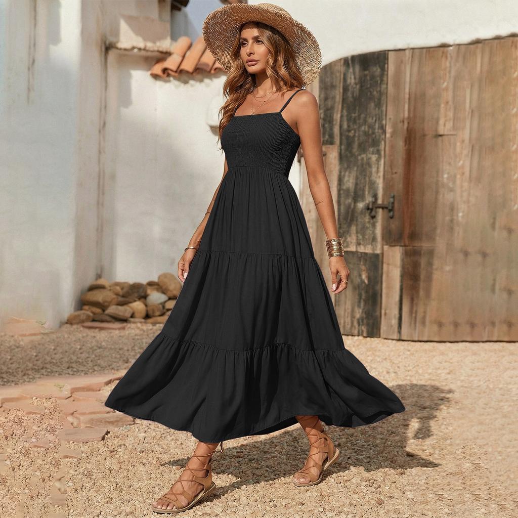 Boho Maxi Dress for Women Sleeveless Tiered Design Suitable As Spring Wedding Guest Dress and Cocktail Dress