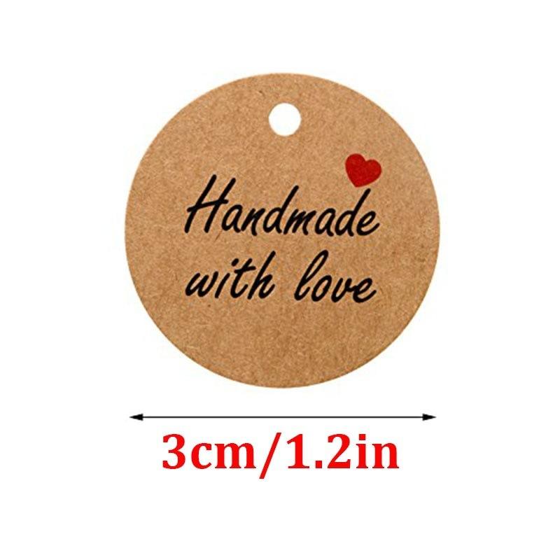 100pcs Round Kraft Paper Gift Tags Baking Printed Tag Celebrating Labels Handmade Wedding Party Decoration Packaging Hang Paper