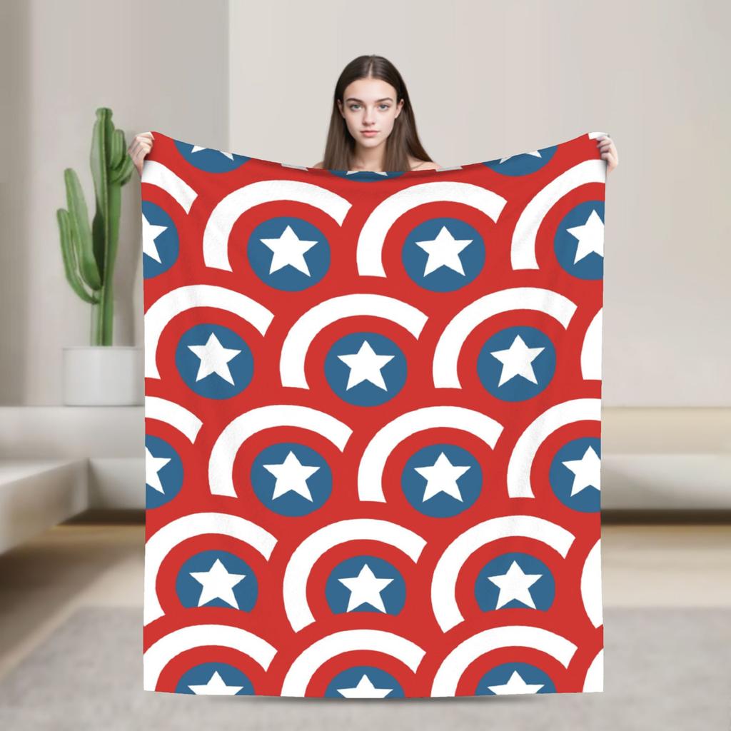 Captain America Flannel Blanket  Funny Throw Blanket for Bed Sofa Couch 150*125cm Plush Thin Quilt