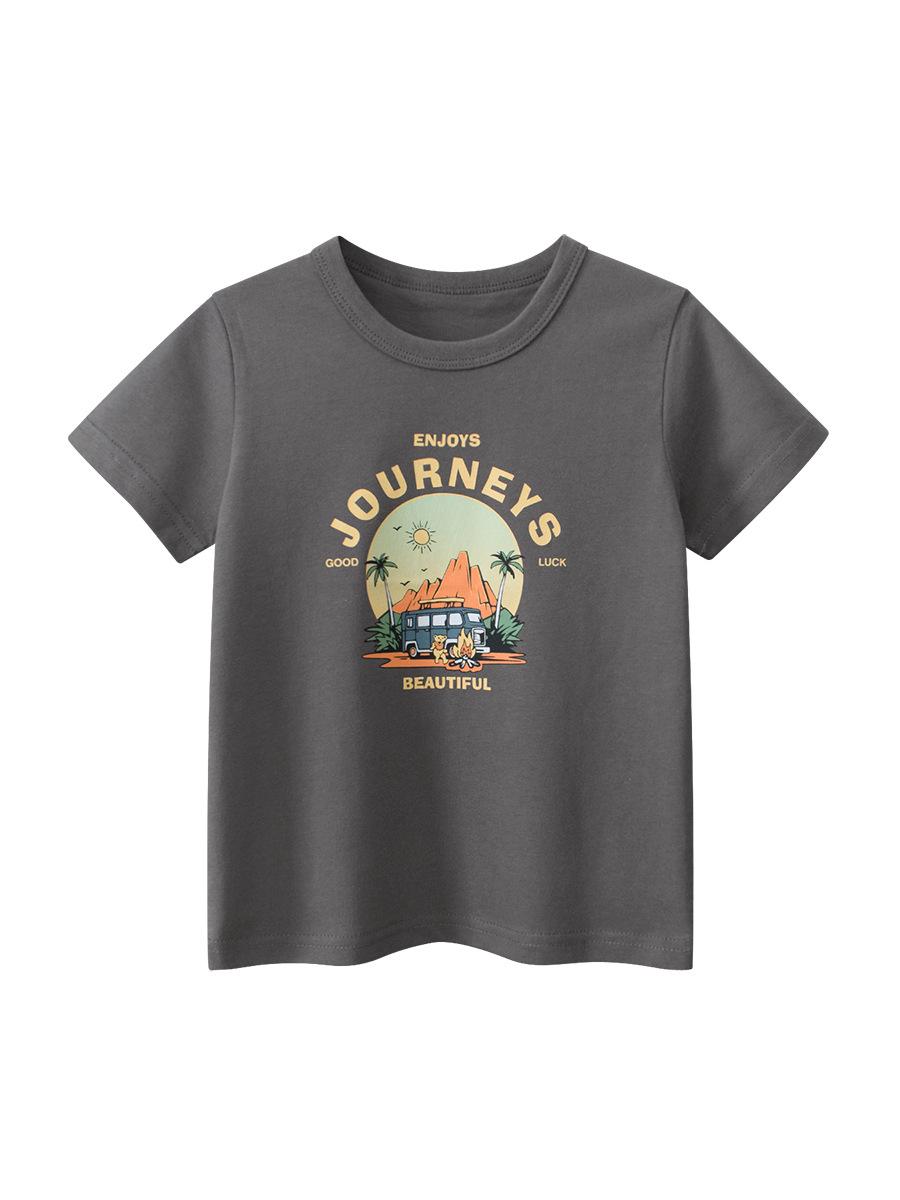 27kids 2025 Summer New Arrivals: Boys Short Sleeve T-Shirt 140 cm