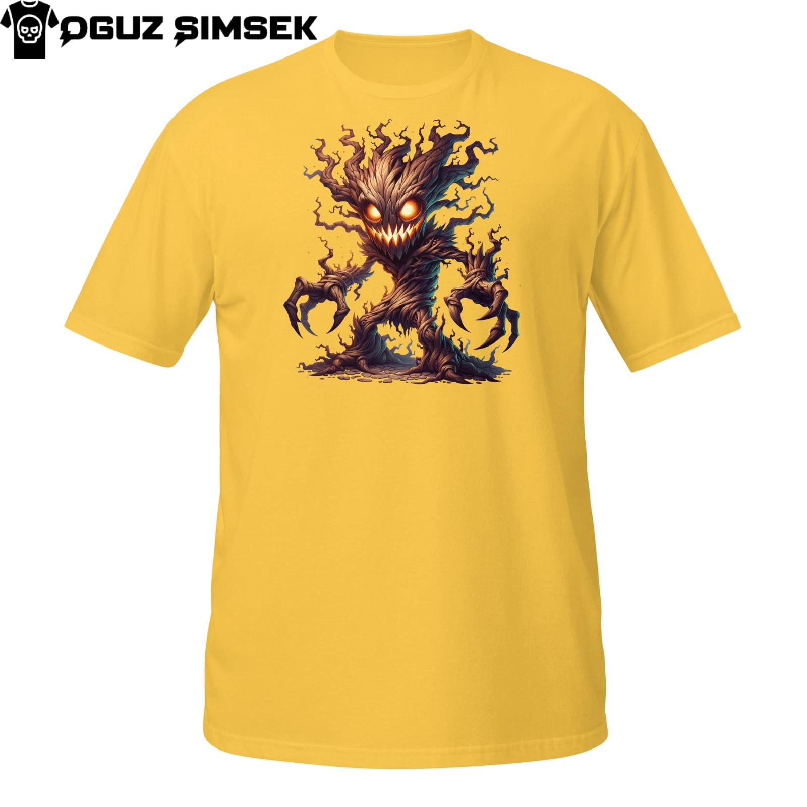 Evil Tree T-Shirt Mens Womens Tees Top | Haunted Forest Monster Design | Fiery Root Demon Tee 2XL