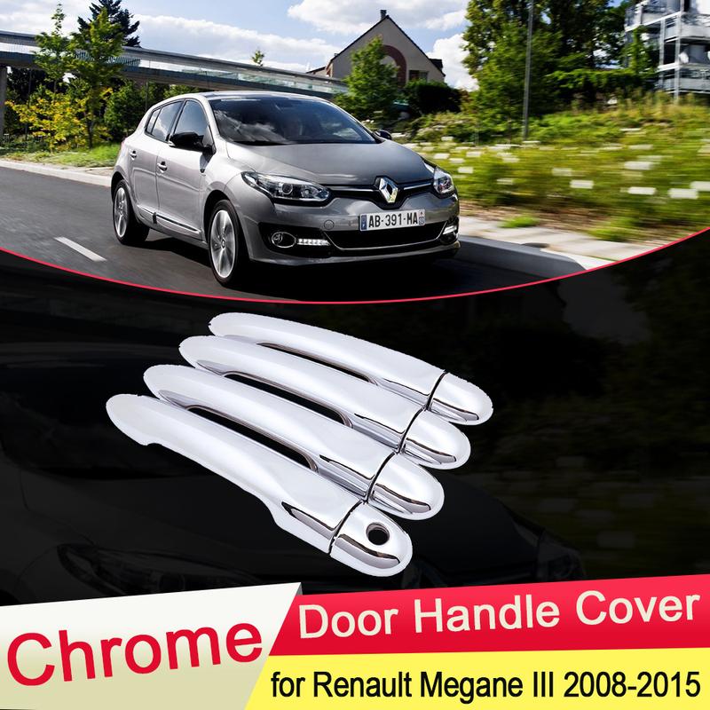 for Renault Megane III Scala 2008 2009 2010 2011 2012 2013 2014 2015  Chrome Door Handle Cover Trim Set Car Styling Accessories