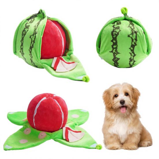 Cane Giocattolo Peluche Nascondino Arancione Anguria Giocattolo Peluche Sonoro 3-in-1 Interattivo Piccolo Medio Cane Tappetino Annusare Peluche con Carta Stropicciata