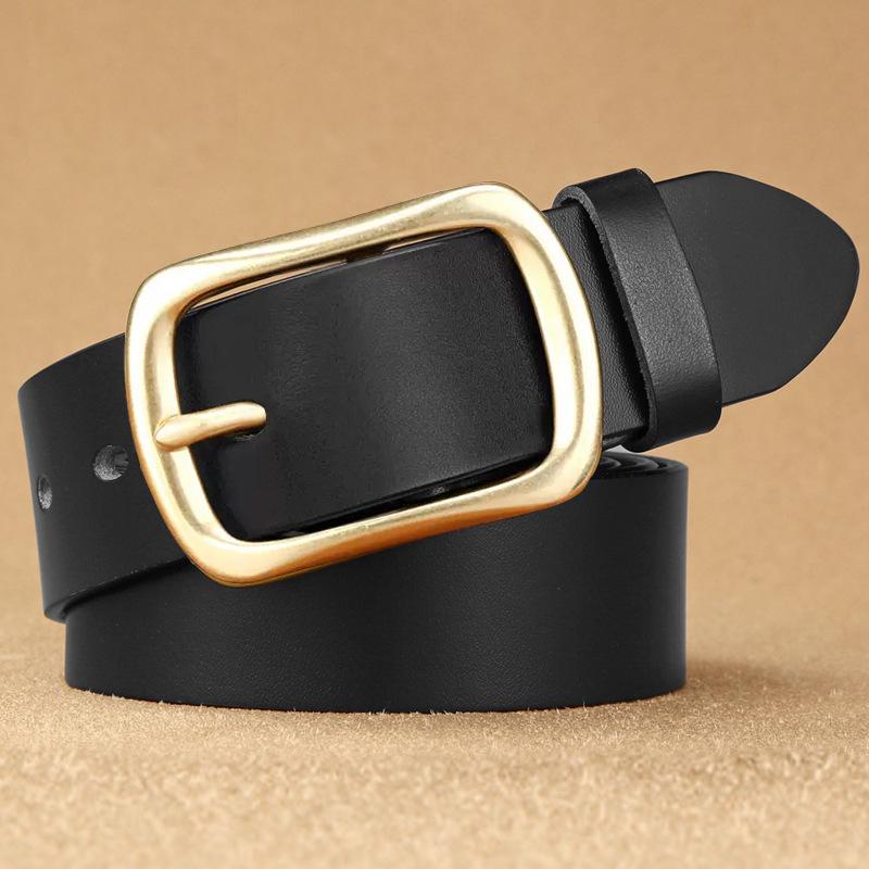 Men's Retro Genuine Leather Belt - Pin Buckle Cowhide Waist Belt for Business and Casual Wear, Suitable for Middle-Aged and Young Men.