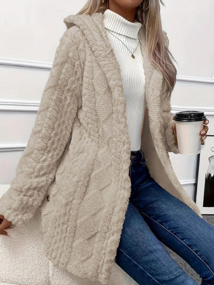 Winter Fashion Warm Long Sleeve Cardigan Hooded Women Coat 2026 New Casual Elegant Long Outwear