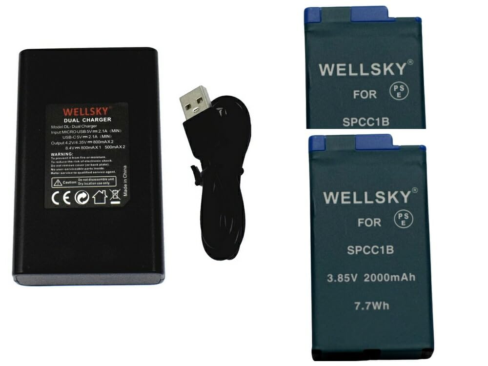 

WELLSKY Совместимые зарядные устройства для GoPro SPCC1B Зарядные устройства 1 Двойной USB Быстрая зарядка с оригинальным аккумулятором GoPro MAX ACBAT-001 (2 + Зарядное устройство Type-C) [Набор из 3 предметов] [Совместимый] чёрный