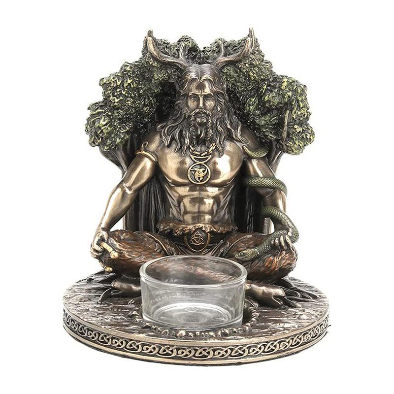 Ancient Rome Cernunnos Sitting Statue Sculpture Celtic God Candles Holder Mythology Goddess Desktop Home Decor Crafts Figurine