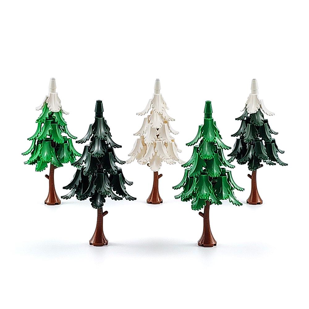 MOC Stadtgarten Baustein Baum Spielzeug DIY Montage Kiefer Kokospalme Straßenansicht Wald Pflanze Stamm Blätter Gras Zubehör