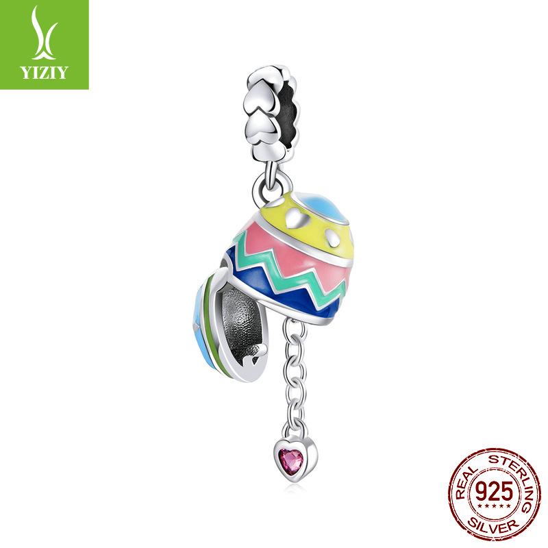 Easter Bunny Egg Series Diy Bracelet Beaded Children'S Fun 925 Silver Bead Accessories