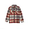 Women Vintage Plaid Long Sleeve Shirt Loose Color Collision Lapel Tops Jacket