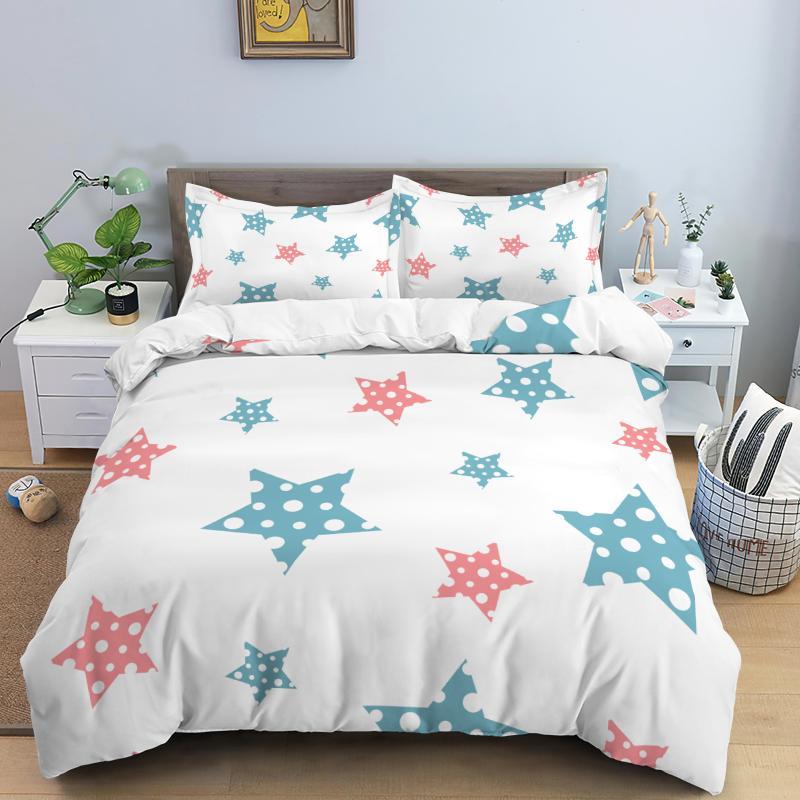 Star Duvet Cover Set Colorful Stars Pattern Print Twin Bedding Set For Kids Teens Double Queen King Size Microfiber Quilt Cover