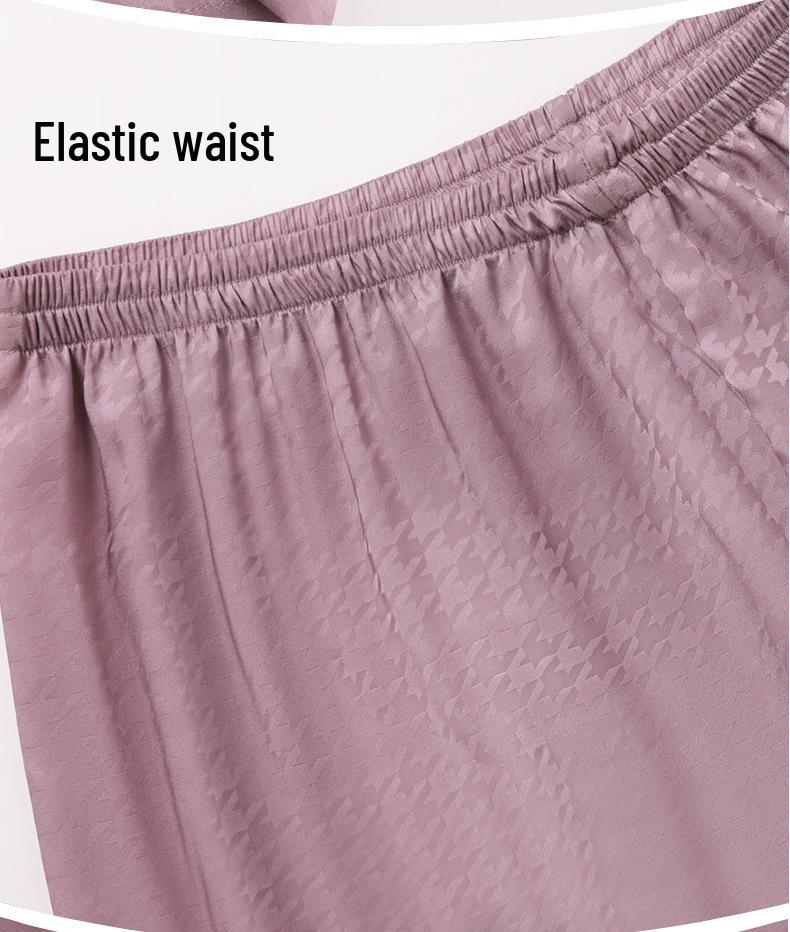 2022 Jarní a podzimní pár pyžam z ledového hedvábí - Dámské a pánské dlouhé kalhoty, nadměrná velikost, domácí oblečení