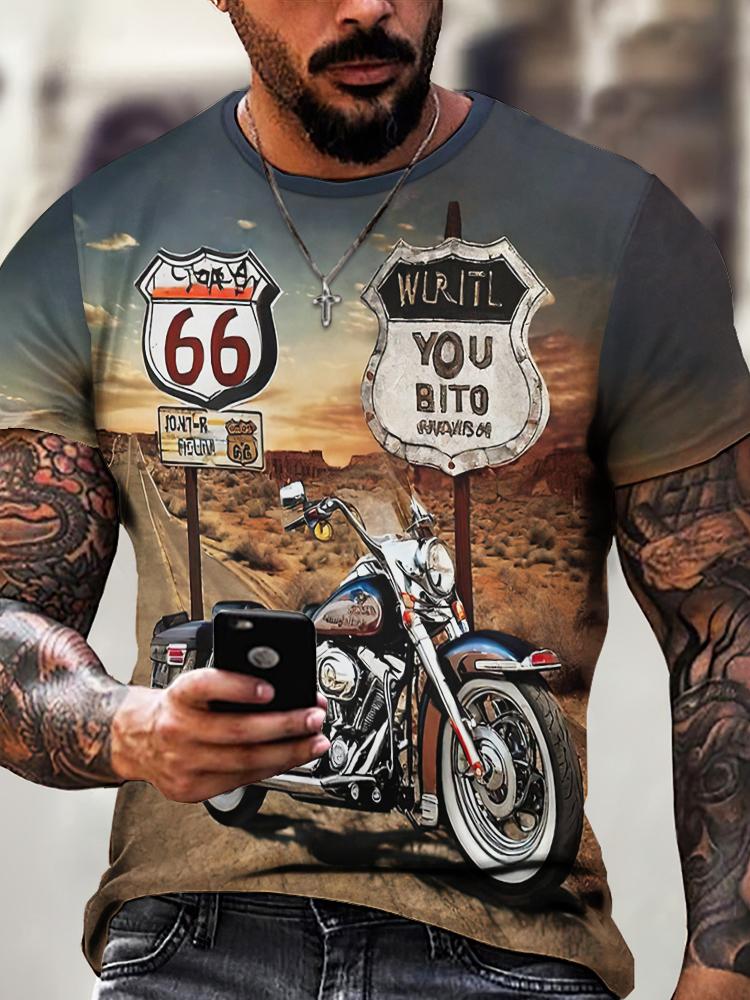 Vintage Street Exploration 3D-gedrucktes Herren-T-Shirt Neues Trend-T-Shirt Vintage Locker Sommer Rundhals Kurzarm Unisex-Oberteil