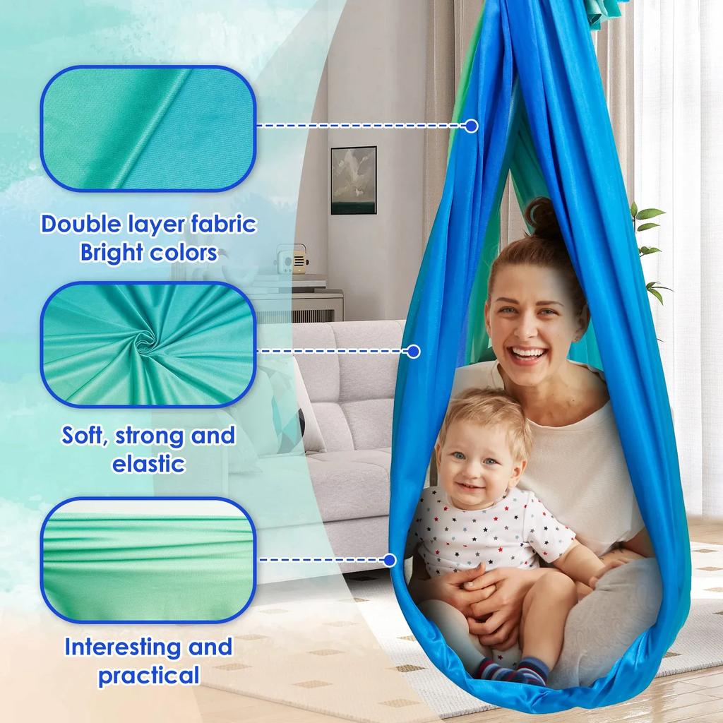 Sensorik-Schaukel Bequeme sensorische Hängematte für Kinder Hält bis zu 200 lbs Indoor Kuschel-Schaukel mit 360° Schwenk-Hardware für Kinder