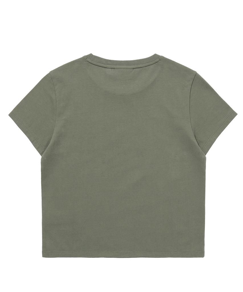 Syupeodeulai W Vintage Art Crop T-Shirt Khaki