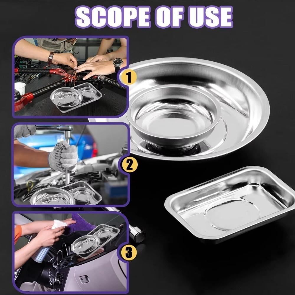 Soft Rubber Base Magnetic Parts Tray Stainless Steel Screw Tray Hardware Accessories