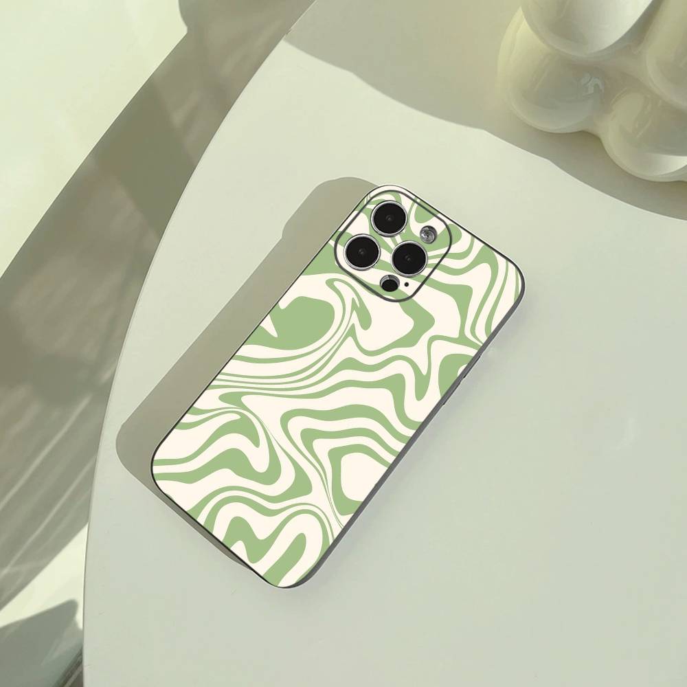Abstract -FluidWavy Pattern Phone Case For iPhone 17,16,15,14,13,12,11 Pro Max, Lightweight and practical Soft Black Cover