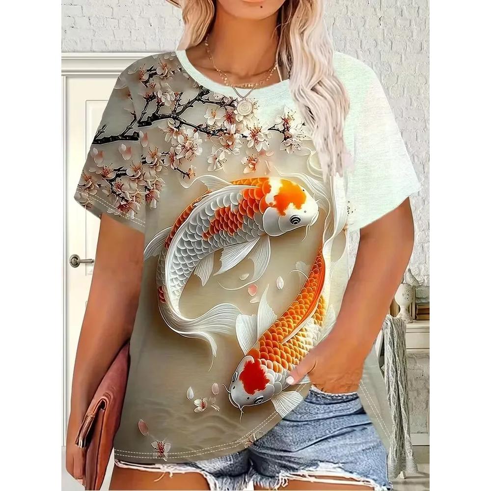 Daily Breathable Animal Print Top Women's Versatile Short-sleeved Fashion Loose T-shirt Comfortable T-Shirts Women’s