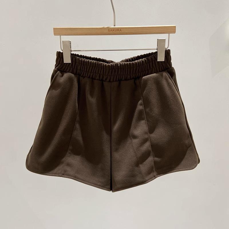 2024 A/W Korean Style Women's High Waist Wool Wide Leg Shorts: Casual, Versatile, Slimming, Solid Color