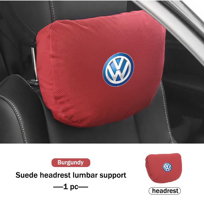 For Volkswagen VW Suede Car Neck Pillow Universal Fit Breathable Driving Cushion Scirocco Jetta Beetle Golf 4 5 6 Passat Polo B5NO4