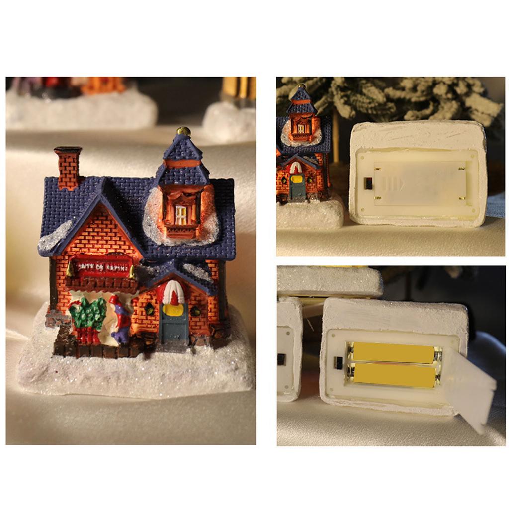 Christmas Village Houses Christmas Collectible Buildings with LED Light Christmas Decors Gingerbreads House Figurine