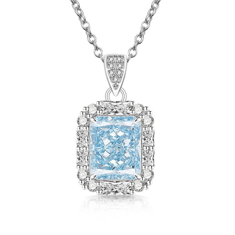 2026 Colored Treasure Ice Flower Cut High Carbon Diamond Necklace Fashionable Luxury Electroplated Real Gold Pendant