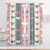 2PCS pink green white striped heart-shaped curtains, sweet style, living room and bedroom, decorative with drawbar pockets