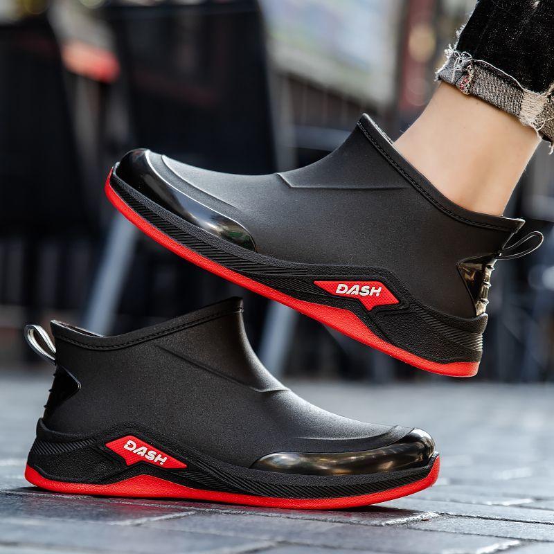 Men's Short PVC Outdoor Rain Boot Waterproof Durable Non-Slip Fishing Work Shoe for Men