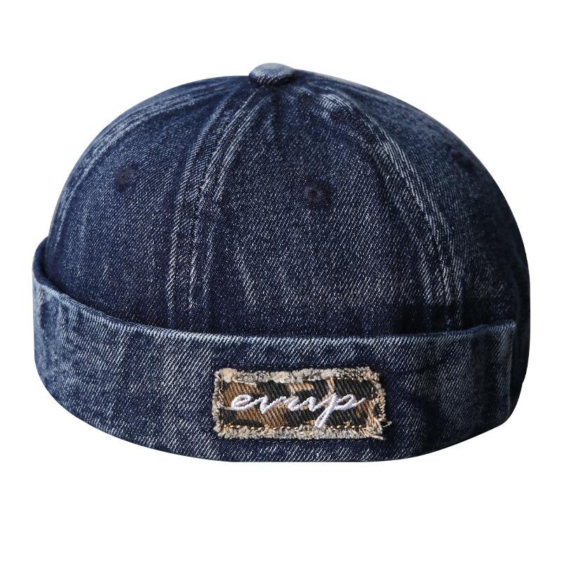 Rough letter embroidery retro denim melon hat men's and women's simple casual spring and summer versatile adjustable landlord hat