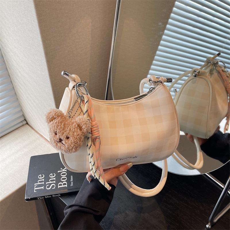 Underarm Bag Women's New Fashion Plaid Versatile Portable Shoulder Bag High-end Messenger Dumpling Bag