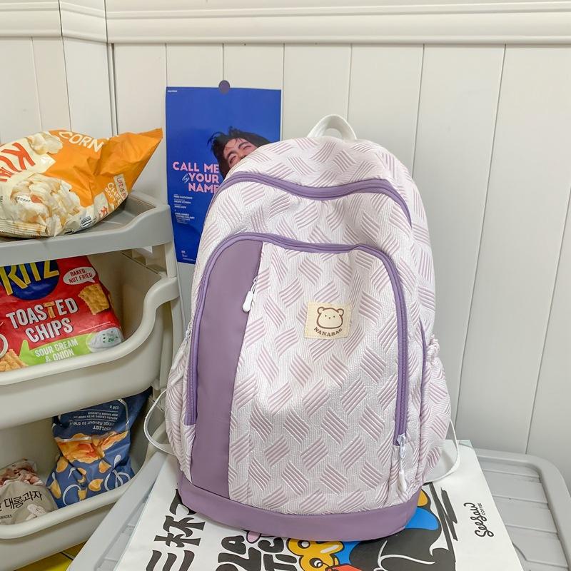 School bag girls college students new Japanese backpack high school junior high school students splicing large capacity simple backpack