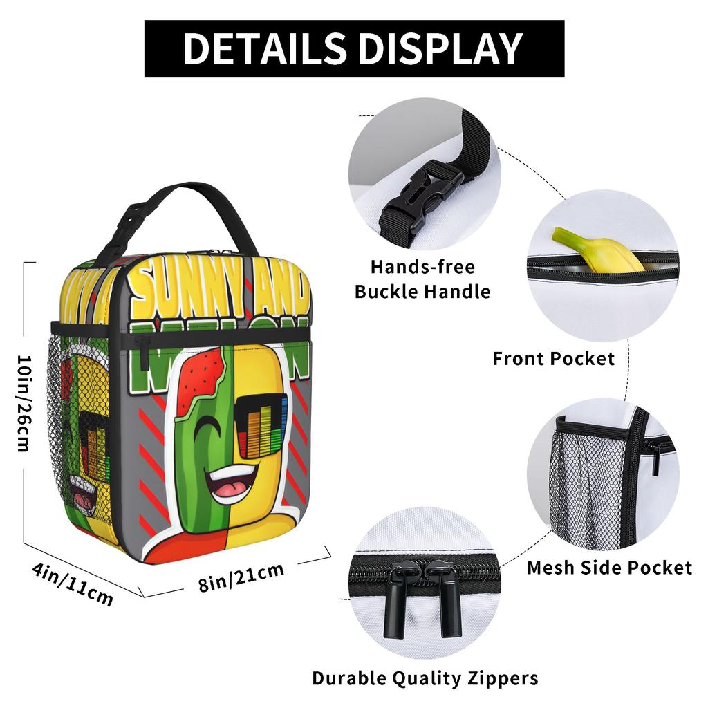 Sunny and Melon Insulated Lunch Bag for Men Women Food Container Bags Portable Cooler Thermal Bento Box For Work