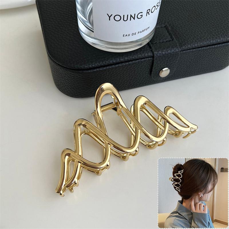 

Елегантна Геометрична Хвиля Метал Золото Срібло Затискач-Краб для Волосся для Жінок Аксесуари Великий Панк Затискачі для Волосся Шпилька Головний убір золотий