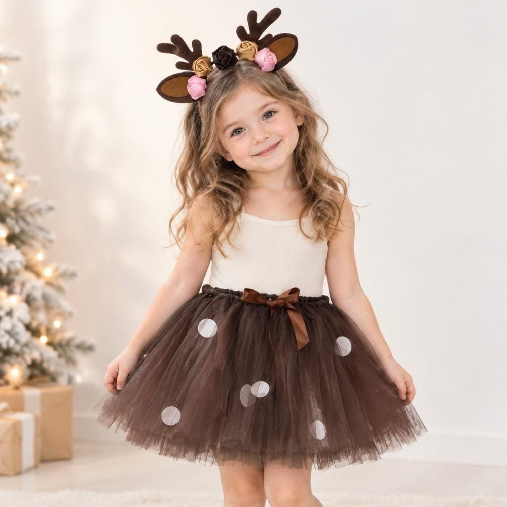 Brown Deer Reindeer Tulle Skirt Christmas Costume Tutu Dress Cute Girl Tutu Skirt  Party